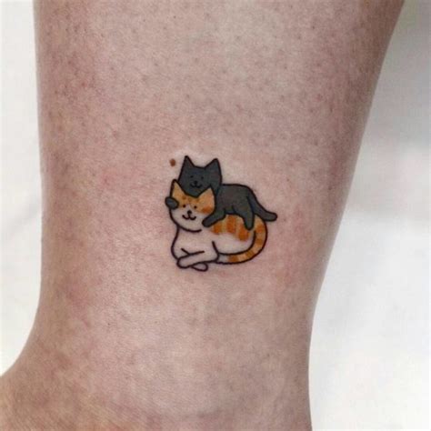 two cats ankle tattoo tattooness cute cat tattoo cute tiny tattoos little tattoos pretty