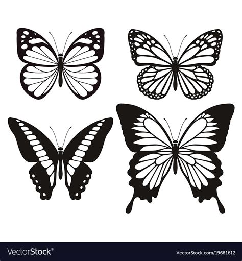 Butterfly Silhouette Icons Set Royalty Free Vector Image