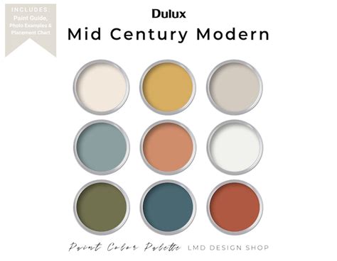 Mid Century Modern Dulux Paint Palette House Color Palette Etsy