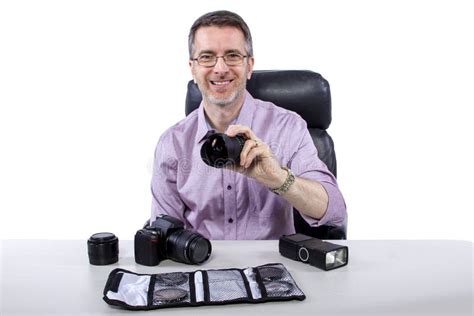 Photographer With Equipment Stock Image Image Of Lifestyles Lens