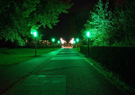 Green Lights Urban Night Photography Aesthetic Pictures Street Light