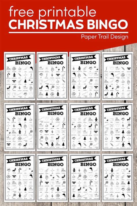 Free Christmas Bingo Printable Cards Paper Trail Design Christmas