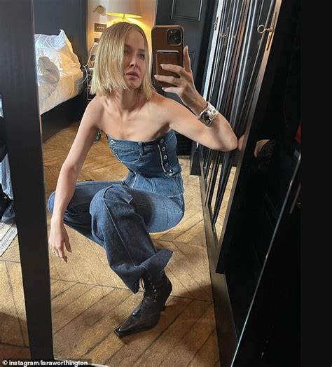 Lara Worthington Shows Off Her Taut Midriff She Poses In Ornate