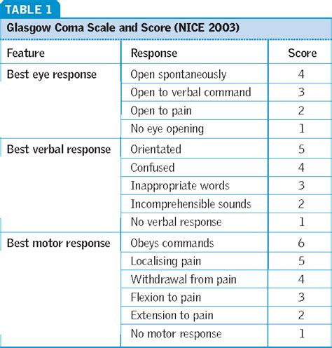 Glasgow Coma Scale Score Sheet Faherthai