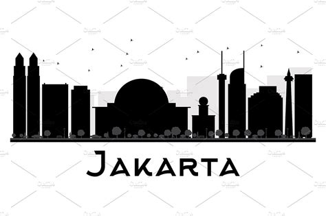 Jakarta City Skyline Silhouette Illustrations Creative Market