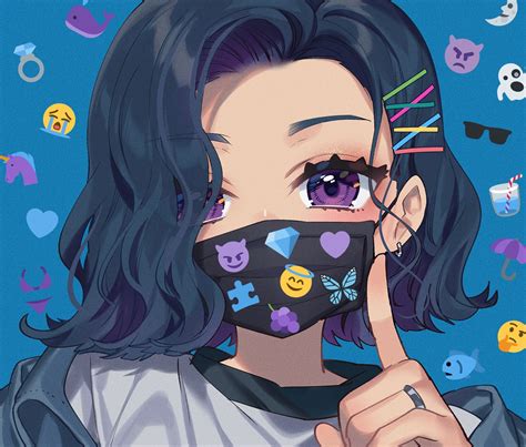 Anime Anime Girls Digital Art Artwork 2d Portrait Face Mask Hd