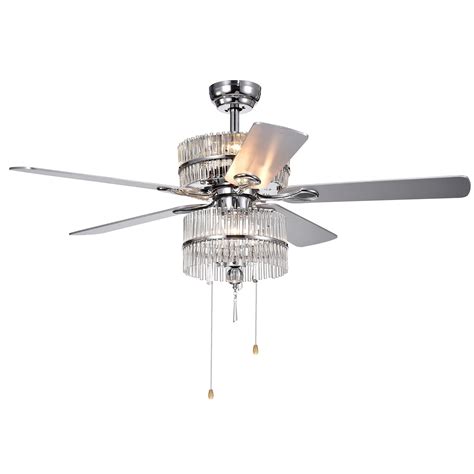 Find ceiling fan light kits at wayfair. Wyllow 6-light Crystal 5-blade 52-inch Chrome Ceiling Fan ...