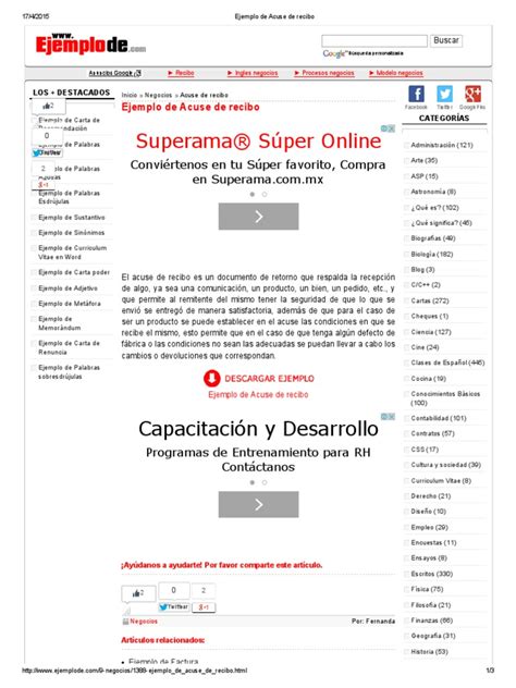 Ejemplo De Acuse De Recibo Pdf Informática Informática Y