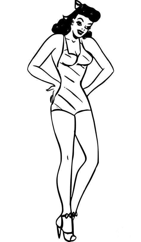 Vintage Striped Swimsuit Coloring Page ColouringPages