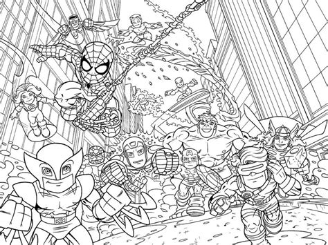 Coll Coloring Pages Superhero Marvel Coloring Pages For Adults The