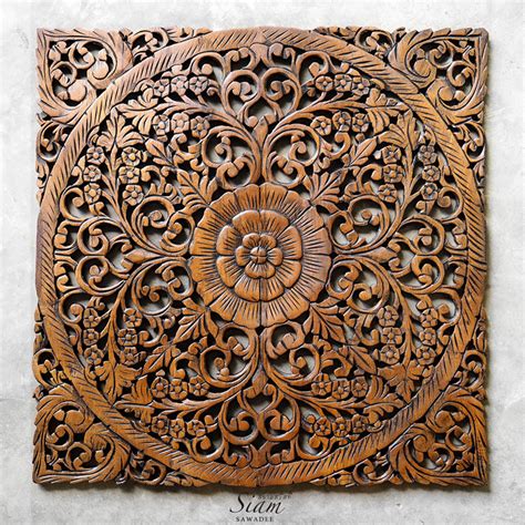 Rustic Antique Wood Carving Wall Art Hanging