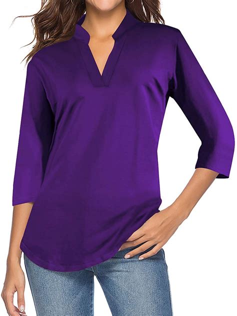 Hubery Bell 34 Sleeve Pullover V Neck Top Womens 1 Pack