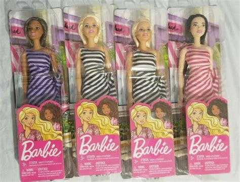 New Mattel Barbie Glitz Doll Striped White Purple Or Pink Dress Ebay