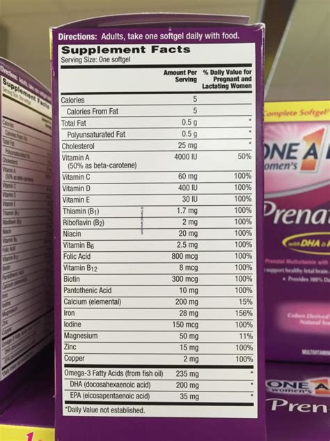 35 Womens One A Day Nutrition Label Labels Database 2020