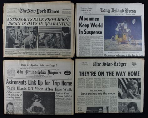 Lot Of 4 Original 1969 Newspapers From Apollo 11 Return Trip From