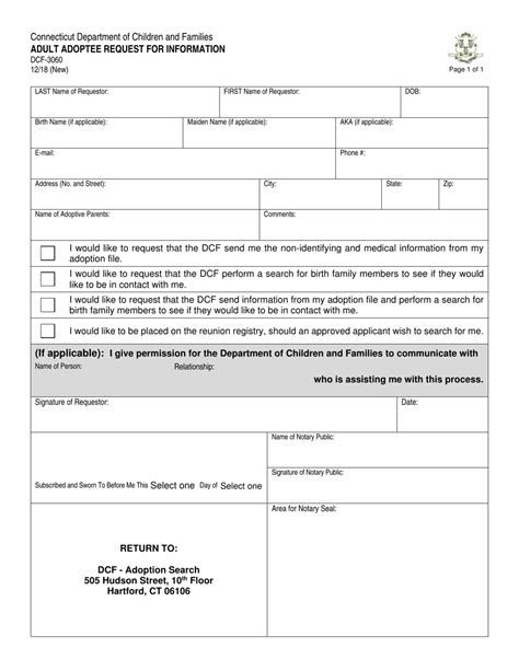 Form Dcf 3060 Download Fillable Pdf Or Fill Online Adult Adoptee