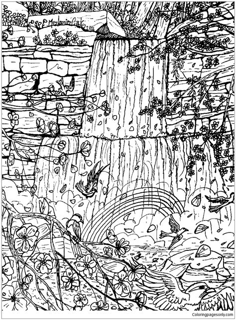 Waterfall Beautiful Coloring Page Free Printable Coloring Pages
