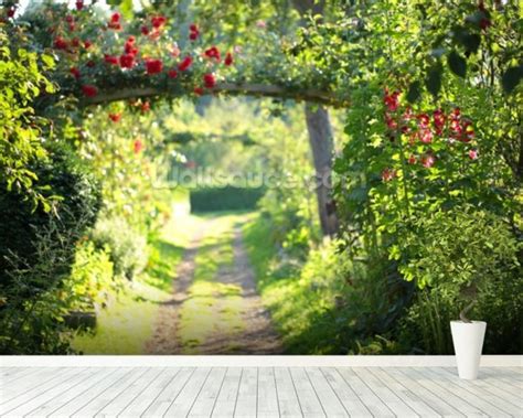 Easy to apply or remove! Rose Garden Wallpaper Wall Mural | Wallsauce UK