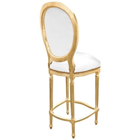 Antique mirror, carved louis xvi style, wreath crest, large and. Bar chair Louis XVI style white faux leather and gold wood