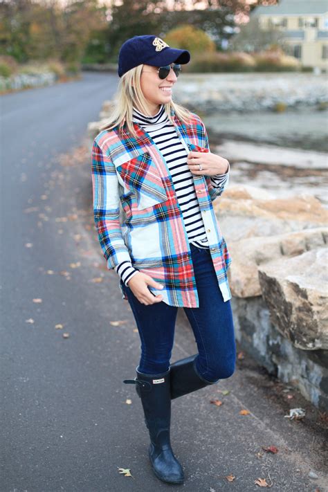 Plaid For Fall Hunter Boot Outfits Hunter Outfit Hunter Boots Preppy