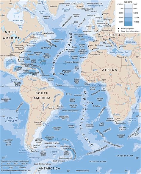 How Deep Is Atlantic Ocean A Map Of The Floor Published In Based