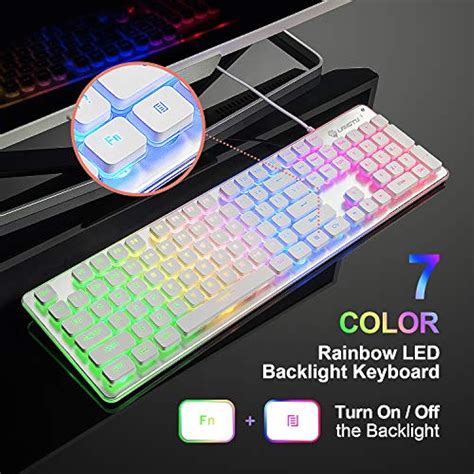 Langtu Membrane Gaming Keyboard Rainbow Led Backlit Quiet For Office