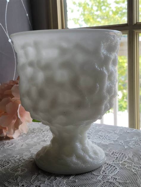 Vintage E O Brody White Milk Glass Bumpy Crinkled Footed Etsy
