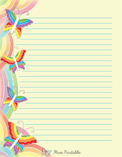 Printable Rainbow Butterfly Stationery