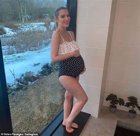 Helen Flanagan Displays Her Growing Baby Bump In A Dotty Swimsuit For