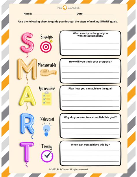 Smart Goals Free Printable Pls Classes
