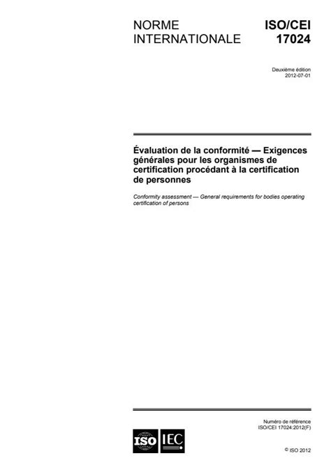 Isoiec 170242012 Conformity Assessment — General Requirements For