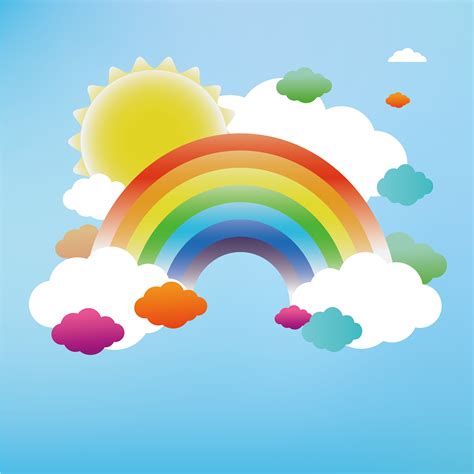Cartoon Rainbow Background Material Cartoon Color Sky Background