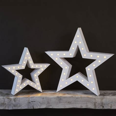 Wooden White Star Lights By Primrose And Plum
