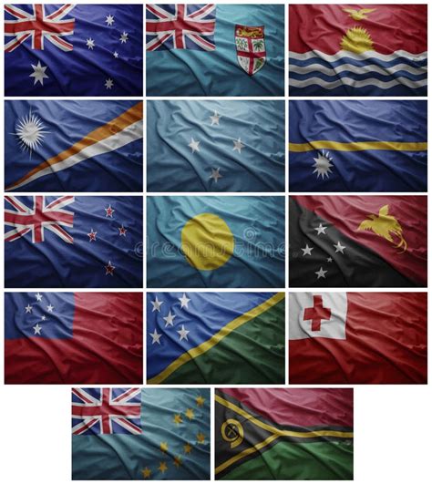 Flags Of All Oceania Countries Collage Stock Illustration