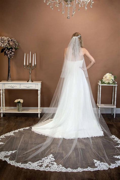 Elizabeth A Stunning Cathedral Veil With Ornate Lace