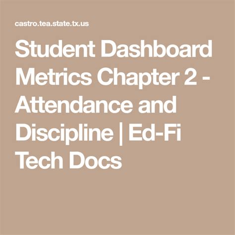 Student Dashboard Metrics Chapter 2 Attendance And Discipline Ed Fi