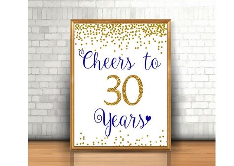 30th Birthday Decor Cheers To 30 Years 30th Birthday Sign Etsy