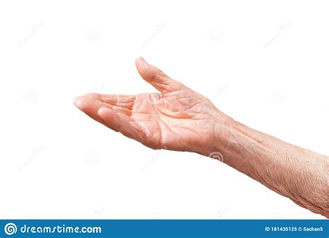 Old Lady S Hand With Open Palm Elderly Lady Is Waiting For Help Stock