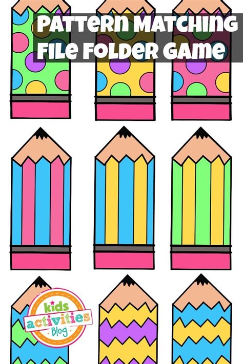 Pattern Matching Free Printable File Folder Game For Preschoolers