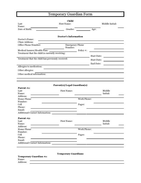 40 Printable Temporary Guardianship Forms All States Printable Blank