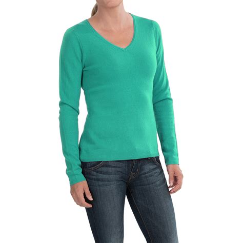 In Cashmere V Neck Sweater For Women Save 62