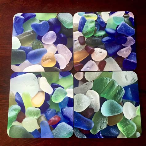 Seaglass coasters set of four seaglass photo coasters | Etsy | Photo coasters, Photo, Drink coasters