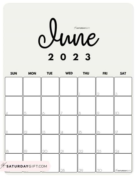 June 2023 Calendar 9 Cute And Free Printables Saturdayt