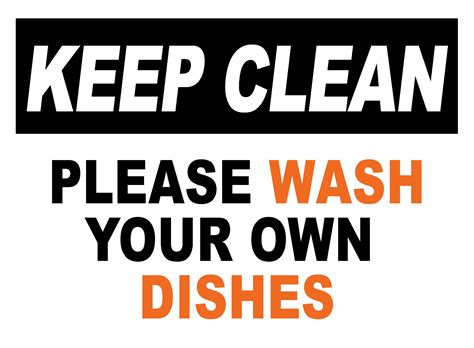 Printable Wash Your Dishes Sign