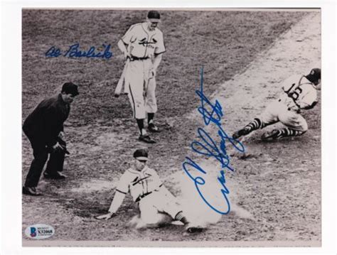 Enos Slaughter And Al Barlick Autographed 8x10 Photo Beckett Authentic