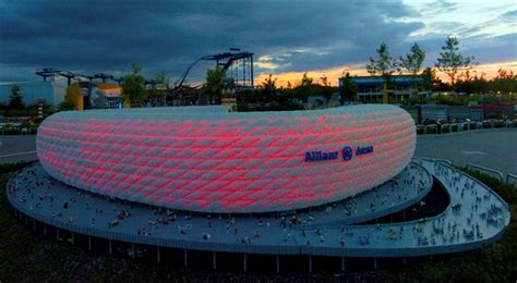 The allianz arena is a famous landmark in munich and the home of the football club fc bayern munich. Allianz Arena in lego version