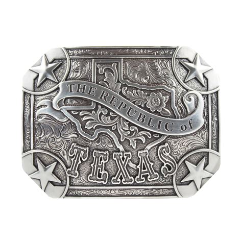 The Republic Of Texas Silver Tone Belt Buckle