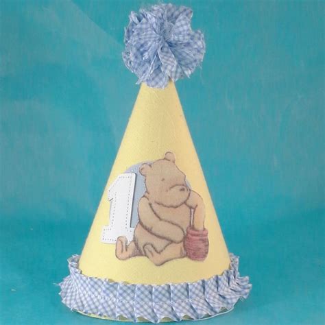 Classic Pooh Bear Birthday Party Hat First Birthday C260 Etsy Birthday Party Hats Bear