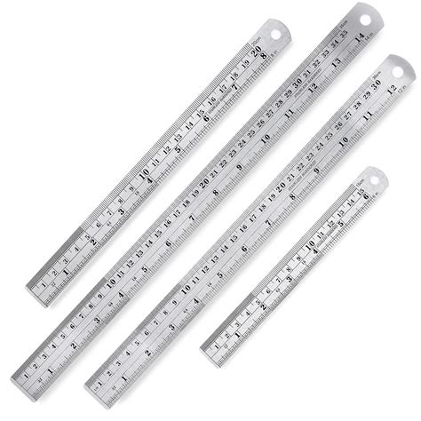 Mr Pen Steel Rulers 6 8 12 14 Inch Metal Rulers Pack Of 4