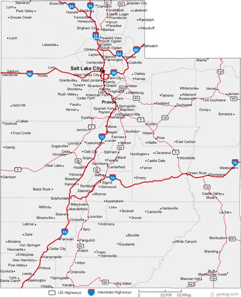 Utah State Highway Map Tourist Map Of English